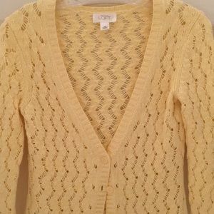 Yellow crochet knit cardigan sweater